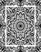 Black White Intricate Floral Mandala Pattern Rug