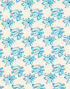 Coastal Blue Floral Sketch Pattern Rug