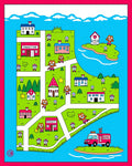 Whimsical Town Map Character Rug