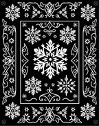 White Snowflake Christmas Frame Rug