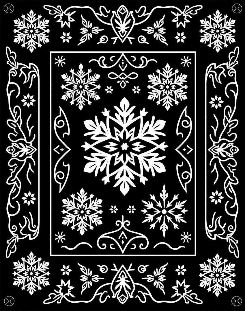 White Snowflake Christmas Frame Rug