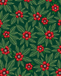 Emerald Green Red Bloom Foliage Rug