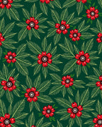Emerald Green Red Bloom Foliage Rug