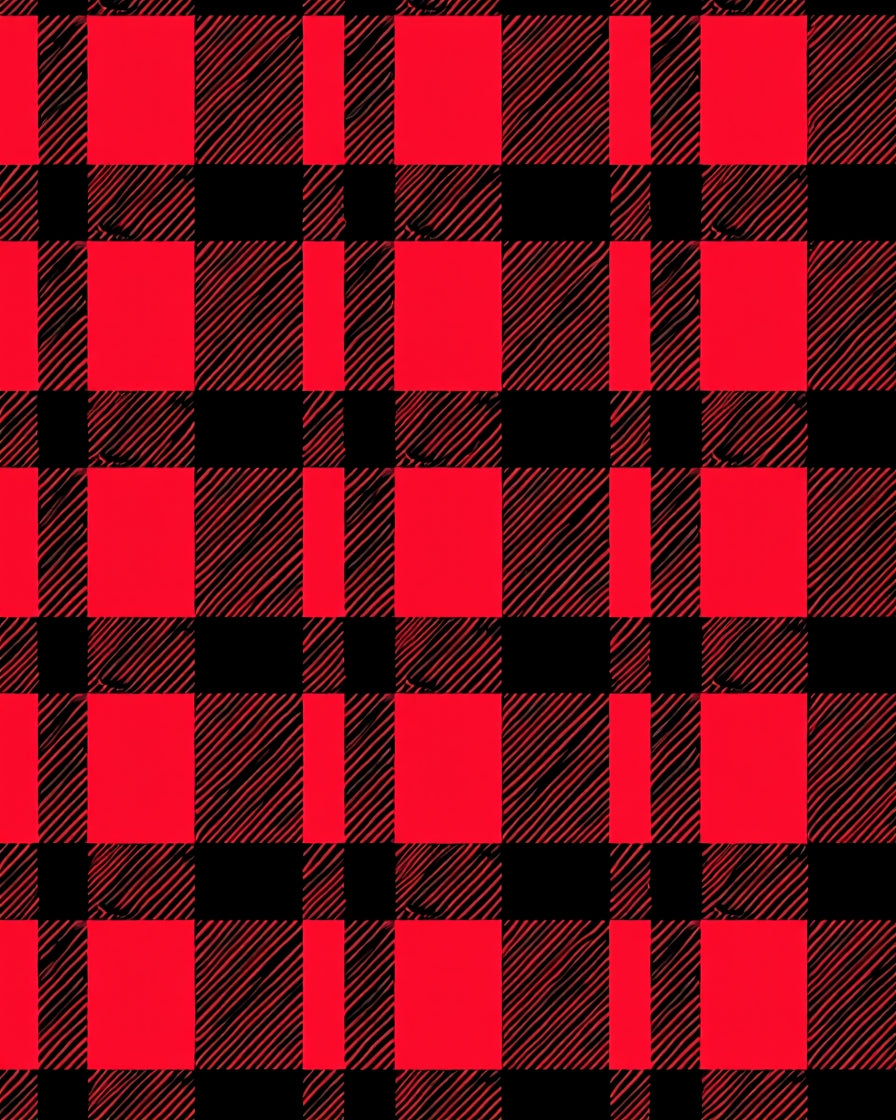 Bold Red Black Checkered Design Rug