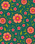 Vibrant Floral Vines Pattern Rug