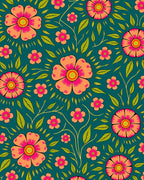 Vibrant Floral Vines Pattern Rug