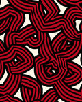 Bold Red Black Maze Pattern Rug