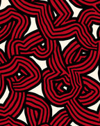Bold Red Black Maze Pattern Rug