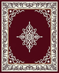 Elegant Cream Maroon Scrollwork Design Rug