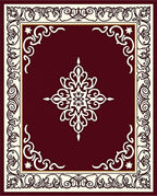 Elegant Cream Maroon Scrollwork Design Rug