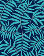 Turquoise Fern Frond Pattern Rug