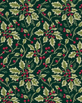 Dark Green Holly Berry Garland Rug