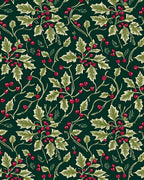 Dark Green Holly Berry Garland Rug