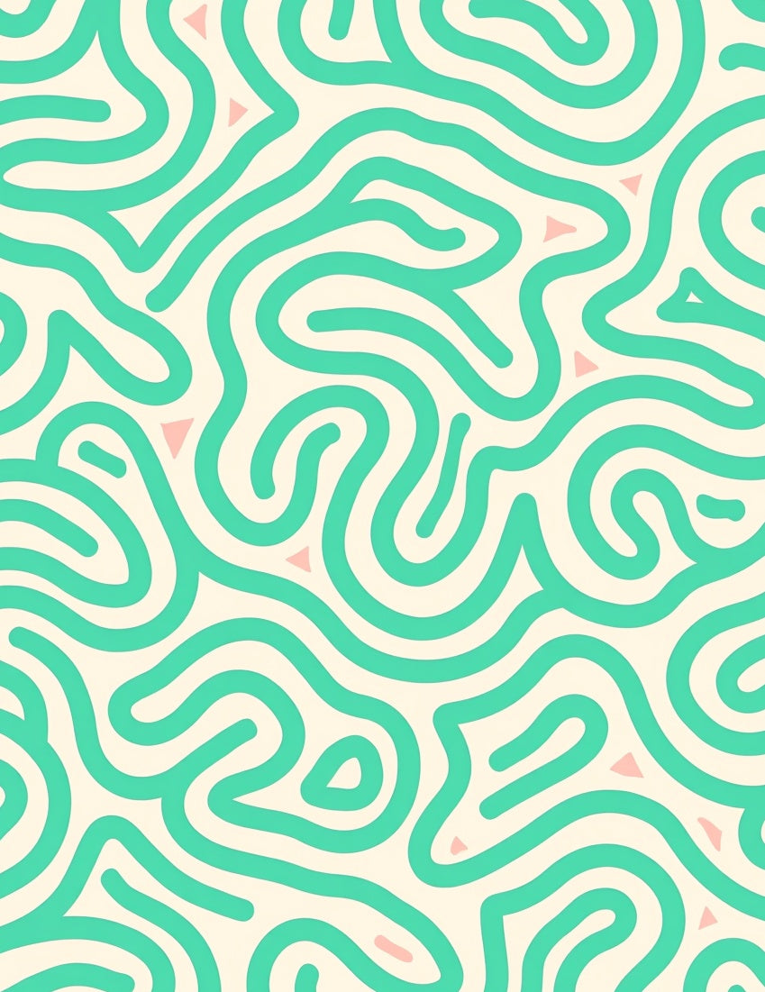 Mint Green Abstract Swirl Pattern Rug
