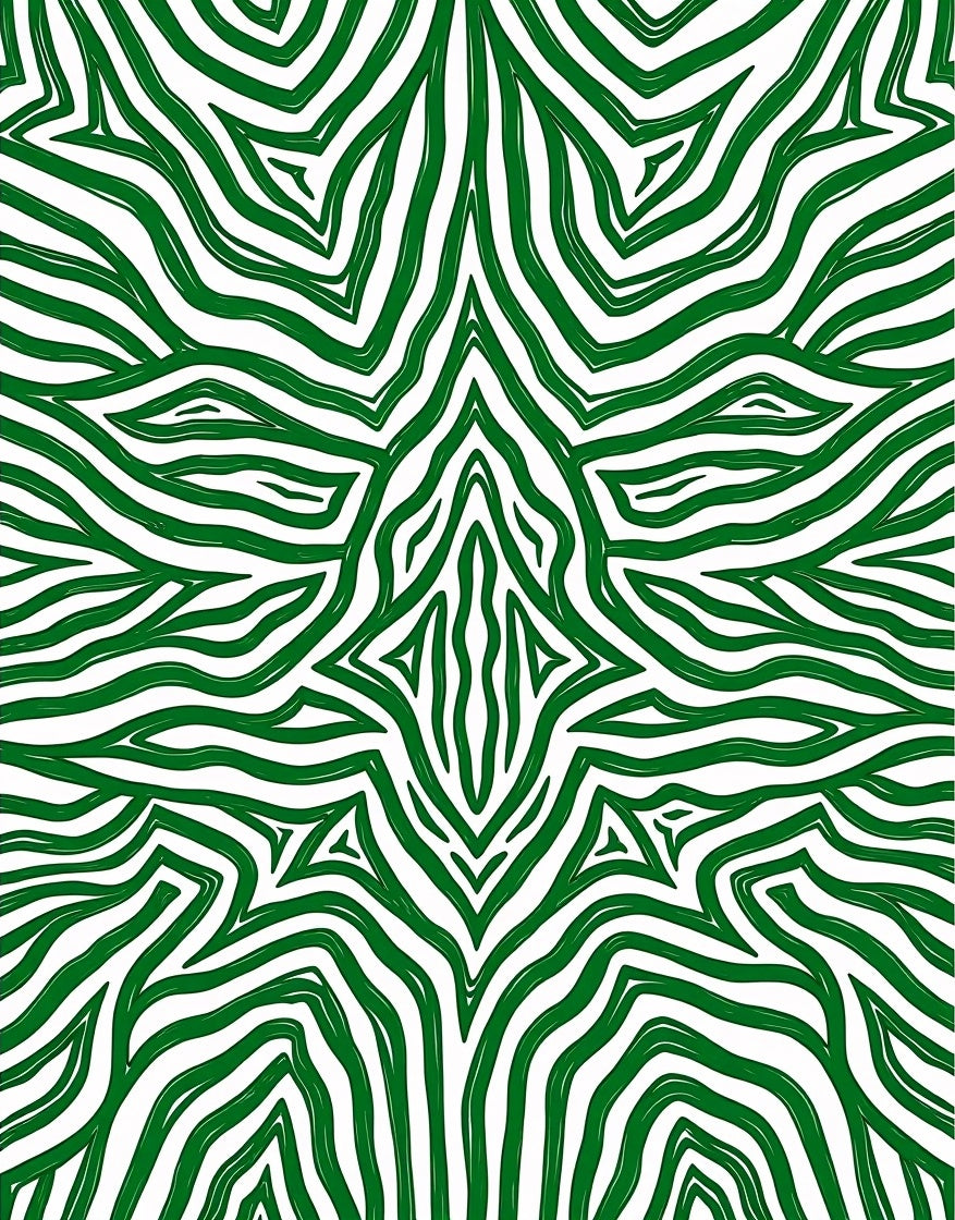 Green Bold Abstract Zebra Stripe Design Rug