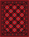 Bold Red Black Geometric Pattern Rug