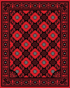 Bold Red Black Geometric Pattern Rug