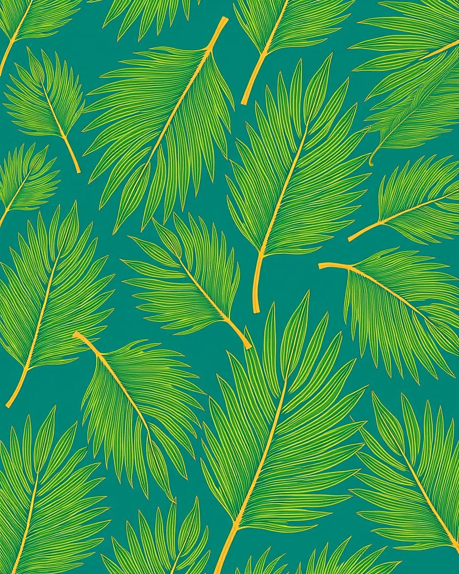 Tropical Green Leaf Pattern Rug
