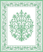 Green Floral Scrollwork Vintage Pattern Rug