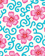 Pink Floral Swirls Pattern Rug