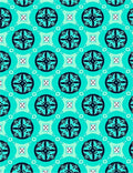 Teal and Navy Geometric Floral Pattern Rug