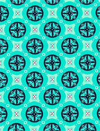 Teal and Navy Geometric Floral Pattern Rug