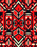 Bold Red Black Abstract Geometric Art Rug