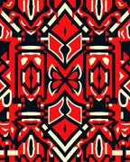 Bold Red Black Abstract Geometric Art Rug