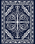 Dark Navy And White Celtic Pattern Rug