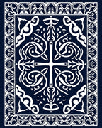Dark Navy And White Celtic Pattern Rug