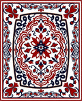 Red Blue Intricate Floral Medallion Rug