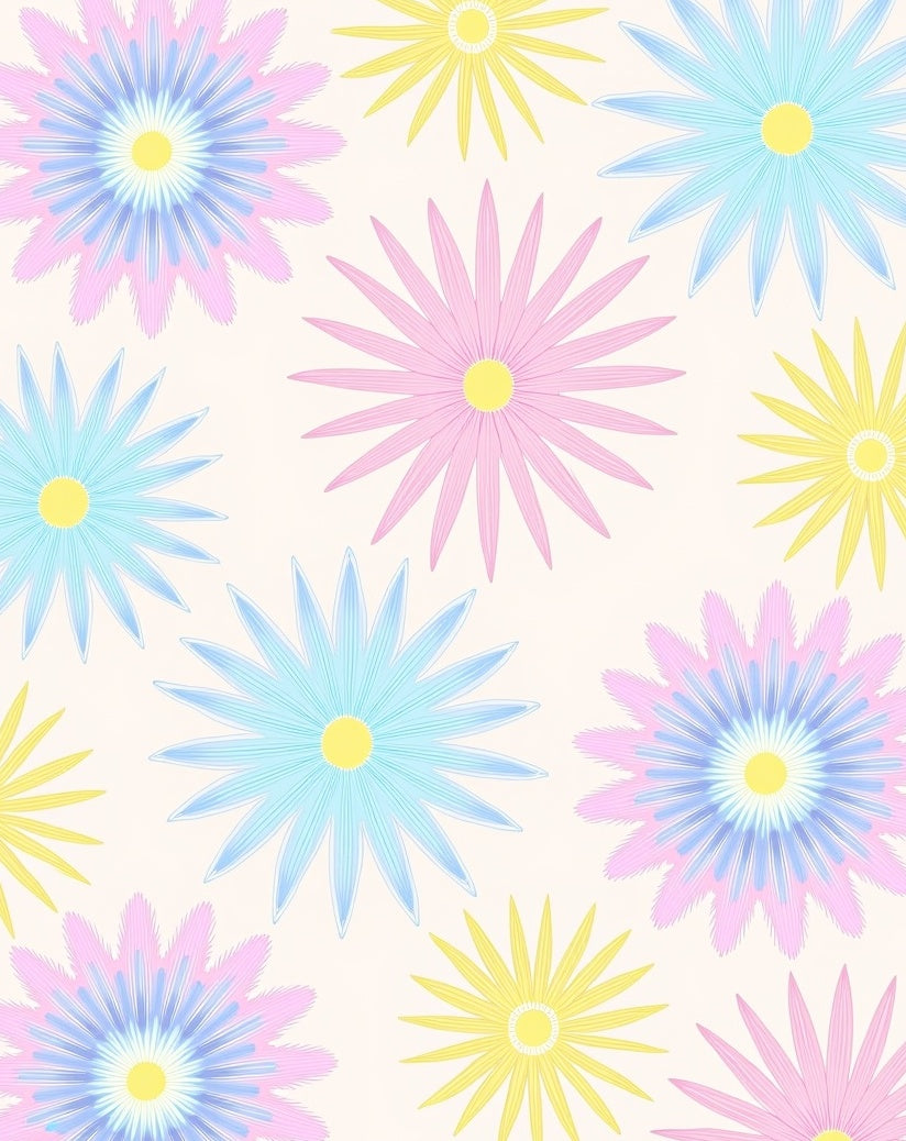Pastel Daisy Pattern Rug