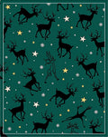 Emerald Green Reindeer Stars Snowflakes Rug