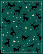 Emerald Green Reindeer Stars Snowflakes Rug