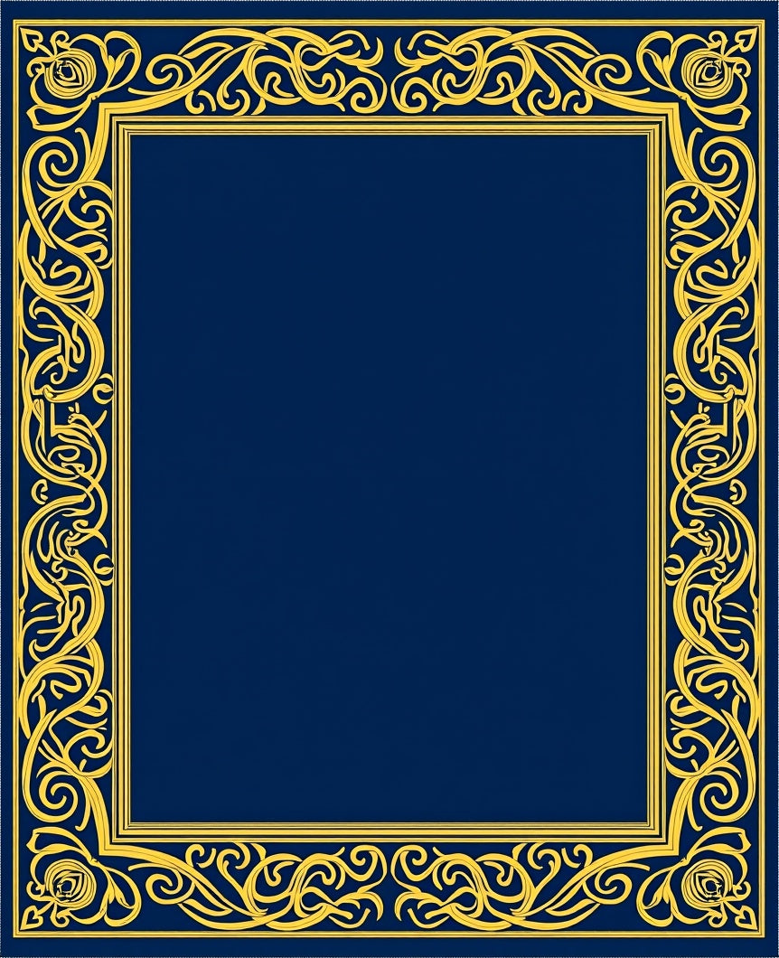 Elegant Gold Scroll Border Rug