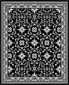 Ornate Floral Black White Pattern Rug