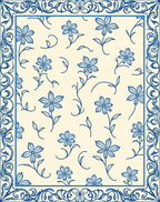 Floral Vine Border Classic Pattern Rug