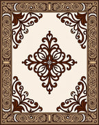 Elegant Scrollwork with Central Floral Motif Rug