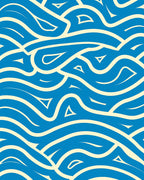 Oceanic Blue Swirl Abstract Rug