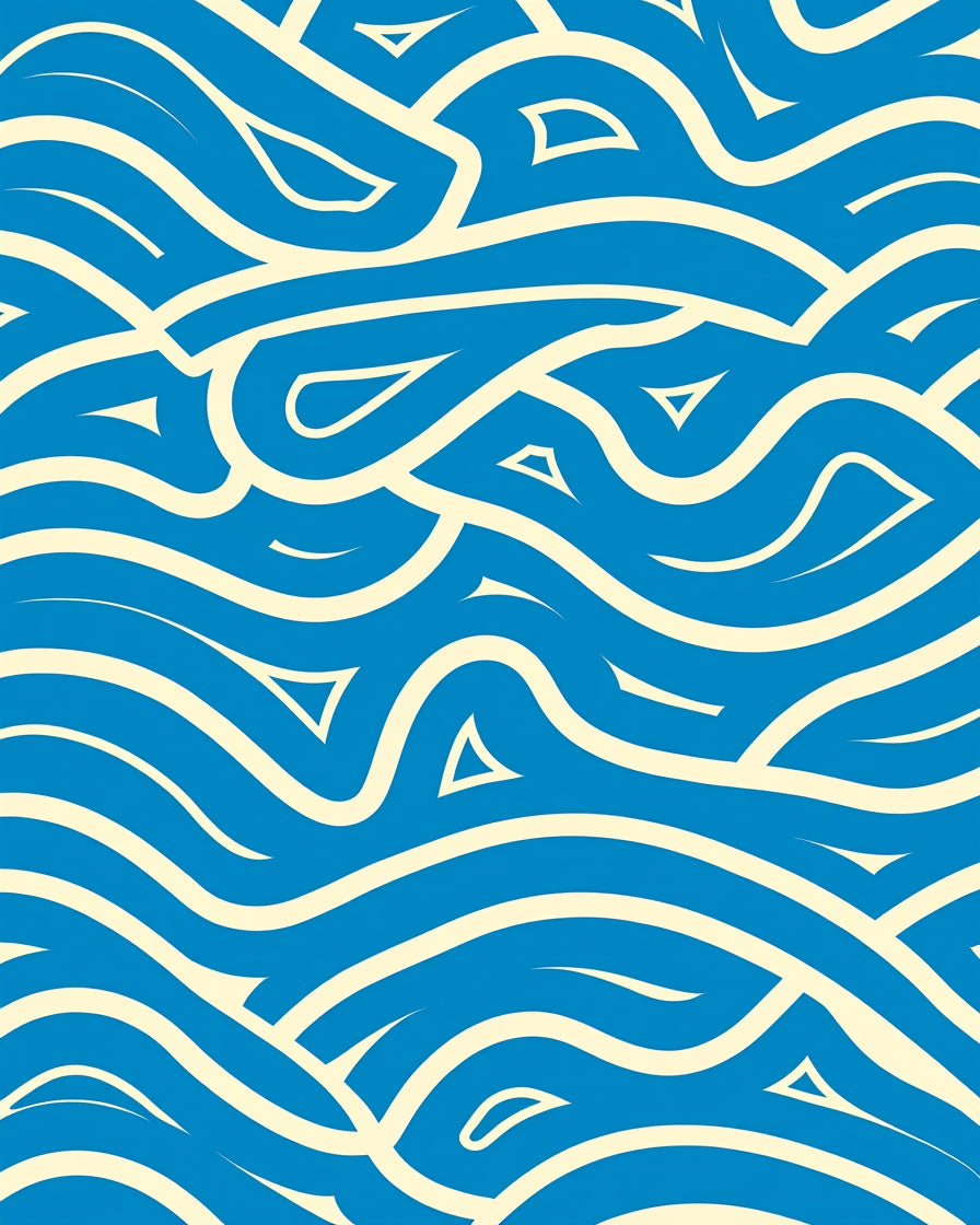 Oceanic Blue Swirl Abstract Rug