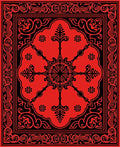Red And Black Floral Medallion Rug