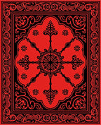 Red And Black Floral Medallion Rug