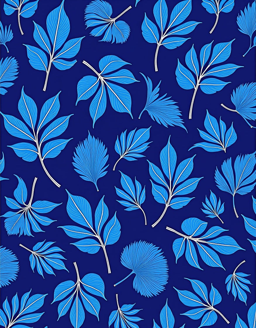 Nature Blue Leaf Pattern Design Rug