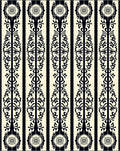 Vintage Black Floral Stripe Pattern Rug
