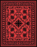 Bold Floral Inlay Rectangle Rug