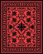 Bold Floral Inlay Rectangle Rug