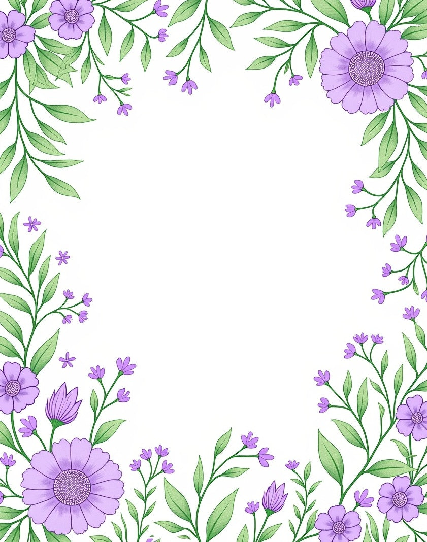Purple Floral Vines Contemporary Design Rug