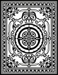 Intricate Black Scrollwork Mandala Design Rug