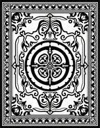 Intricate Black Scrollwork Mandala Design Rug