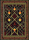 Geometric Fire Gold Art Deco Design Rug